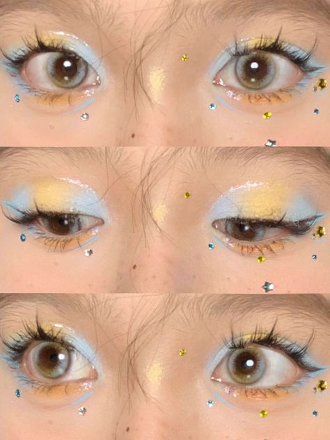 Dr Makeup, Moodboard Theme, Skincare Headband, Shower Makeup, Eyeshadow Blue, Maquillage On Fleek, Funky Makeup, Yellow Makeup, Cute Eye Makeup