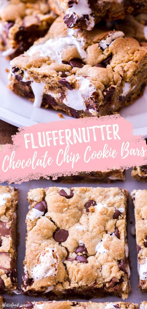 Fluffernutter Dessert, Marshmallow Peanut Butter, Dessert Bars Recipes Easy, Chocolate Chip Marshmallow Cookies, Peanut Butter Chocolate Chip Cookie, Easy Dessert Bars, Peanut Butter Marshmallow, Chocolate Chip Bars, Fluff Desserts