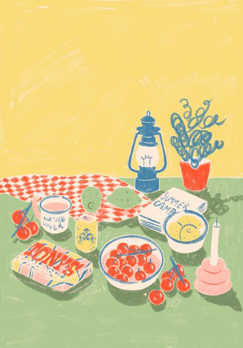 StillLife — lydiaellendesign.com Still Life Illustration, Tea Illustration, Life Illustration, Wallpaper Project, Ipad Drawings, Cool Art Projects, Still Life Drawing, Aesthetic Painting, Food Drawing