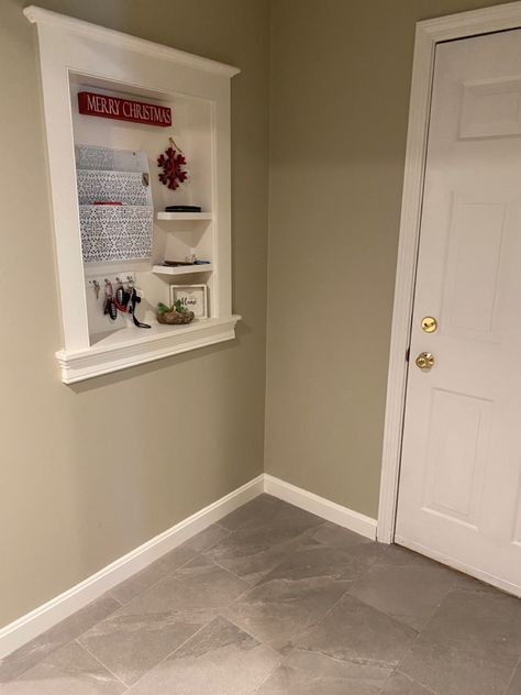 Between Stud Storage, Shelf Between Studs, Entryway Command Center, Hidden Storage Wall, Between The Studs, Between Studs, Organizing Stuff, Decorating 101, Family Command Center