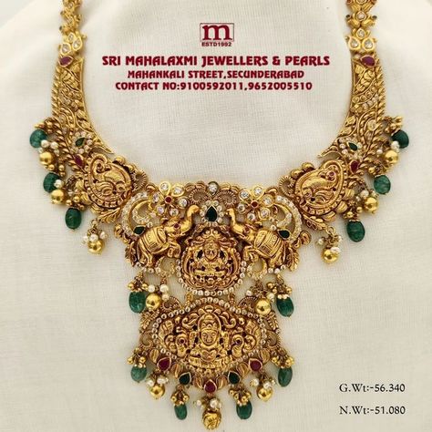 Neck Pieces Jewelry Indian, Mahalakshmi Jewellers, Handmade Chain Jewelry, Antic Jewellery, Mango Haram, Ruby Necklace Designs, Delicate Gold Jewelry, Bridal Necklace Designs, Gold Jewels Design