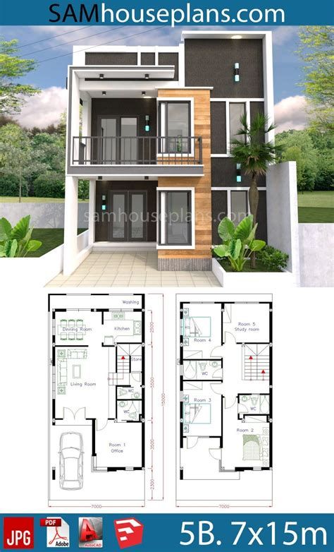 Two Storey House Plans, Two Story House Design, Modern House Floor Plans, 2 Storey House Design, Affordable House Plans, Eksterior Modern, Two Story House, Beach House Plans, Duplex House Plans