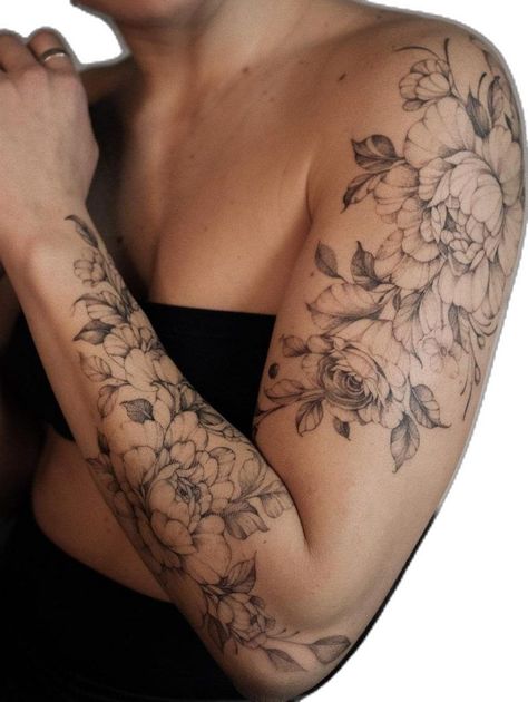 Half Sleeve Tattoo Upper Arm, Shoulder Sleeve Tattoos, Floral Tattoo Shoulder, Tattoo Beautiful, Tattoo Shoulder, Floral Tattoos, Feminine Tattoo Sleeves, Tattoos For Women Half Sleeve, Tattoo Sleeves