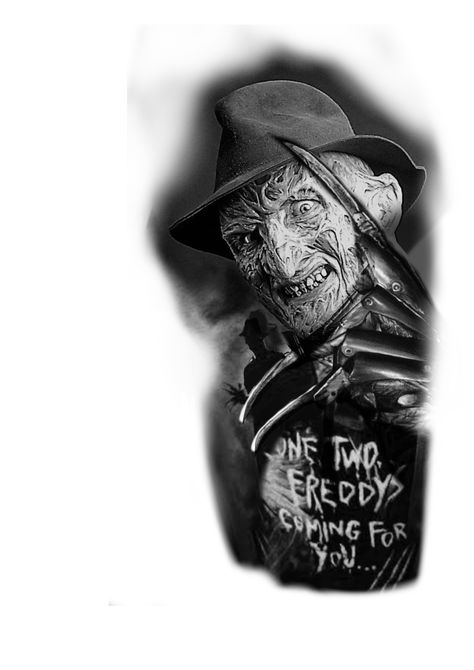 Freddy Krueger Tattoos, Horror Movies Tattoos, Horror Portrait Tattoo, Freddy Krueger Drawing, Freddy Krueger Tattoo, Fantastic Tattoo, Horror Sleeve, Horror Tattoos, Terror Movies