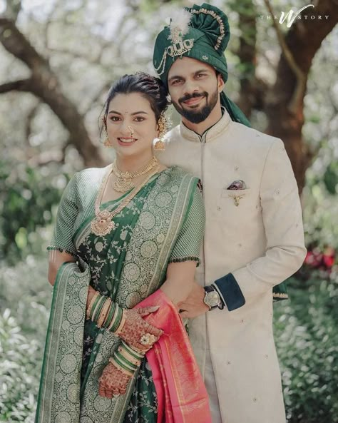 Maharashtrian Wedding to be💜 . . Click- @omkar_bhoir_photography_ . For more post follow @marathi_weddingz . . . . #marathi_weddingz… | Marathi Wedding🧿 (@marathi_weddingz) on Instagram Marathi Couple, Engagement Couple Dress, Ruturaj Gaikwad, Outfits For Groom, Wedding Matching Outfits, Maharashtrian Wedding, Reception Gowns, Marathi Bride, Marathi Wedding