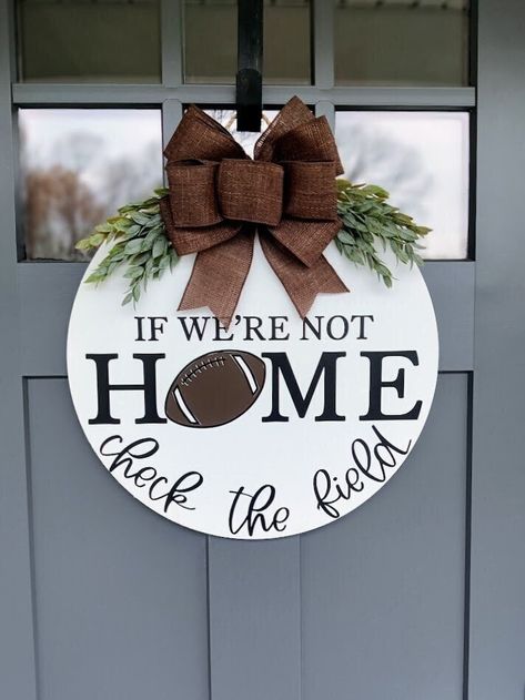 Sports Welcome Sign, Sport Door Hanger, Sports Door Signs, Football Wooden Door Hangers, Football Welcome Sign Front Doors, Football Season Home Decor, Football Season Door Hangers, Football Door Signs, Sports Door Hangers