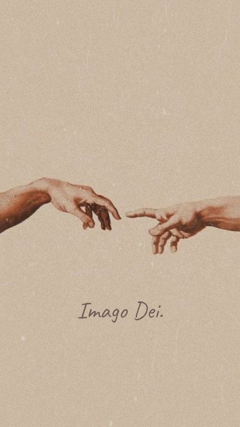 "Then God said, "Let us make humankind in our image, according to our likeness" Genesis 1:26. "God who created man out of love also calls him to love the fundamental and innate vocation of every human being. For man is created in the image and likeness of God who is himself love." (CCC 1604) God Created Man In His Image, Imago Dei Art, Imago Dei Wallpaper, Created In The Image Of God, God Holding My Hand, Created In Gods Image, Genesis 1 26, Created In His Image, Imago Dei