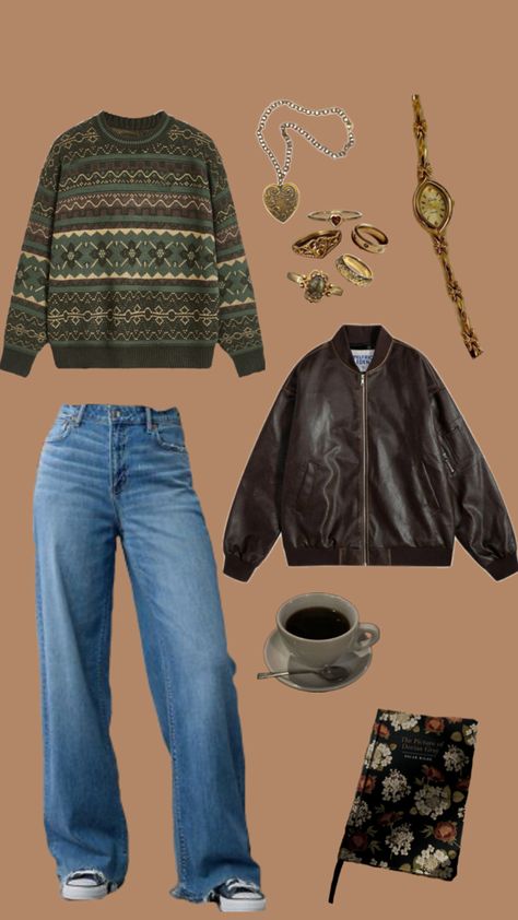 green grandpa sweater, grandpa sweater outfit, fall outfit inspo, downtown girl outfit inspo Grandpa Sweater Outfit Aesthetic, Grandpa Aesthetic Outfit, Green Grandpa Sweater, Grandpa Sweater Aesthetic, Outfit Inspo Downtown Girl, Grandpa Sweater Outfit, Outfit Inspo Downtown, Green Sweater Outfit, Grandpa Outfit