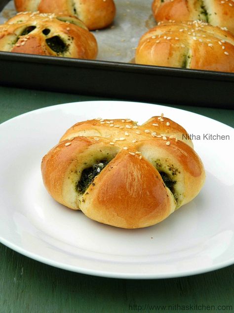 Eggless Spinach Pesto Filled Flower Shaped Buns Recipe From Scratch , baking, Baking n Biting, Breads and Buns, broccoli recipes, Christmas Holiday Bakes, Eggless Baking, Eggless Spinach Pesto Filled Flower Buns, how to make flower breads, Kids n Infant Corner, Lunch Box Specials, Nitha Kitchen, savoury stuffed soft buns recipe, Spinach Varieties, step by step how to make spinach filled buns, stepwise Savory Stuffed Soft Breads, Thanksgiving, veggie stuffed buns Soft Buns Recipe, Eggless Bread, Savoury Muffin, Bread Shapes, Filled Buns, Spinach Puffs, Stuffed Buns, Continental Cuisine, Stuffed Bun