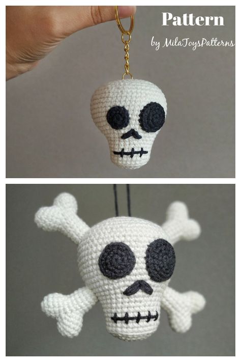 10+ Halloween Keychain Crochet Patterns - Page 3 of 3 Crochet Skull Keychain Free Pattern, Skull Keychain Crochet, Crocheted Skulls Free Patterns, Skull Amigurumi Free Pattern, Halloween Keychains Crochet, Crochet Skull Free Pattern, Free Skull Crochet Patterns, Crochet Skull Pattern, Skull Crochet Pattern