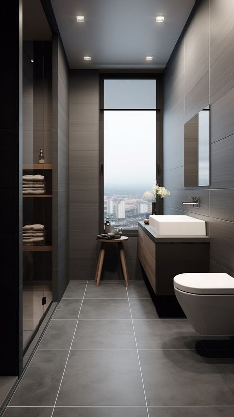 Grey House Aesthetic, Masculine Bathroom Ideas, Masculine Bathroom, Bathroom Grey, Grey Aesthetic, Grey House, House Aesthetic, Modern Aesthetics, Bathroom Ideas