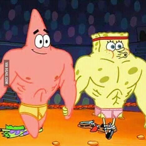 Everyday is upperbodyday Patrick Star Meme, Best Friends Goals, Humor Spongebob, Wallpaper Spongebob, Rugrats Cartoon, Spongebob And Patrick, Spongebob Pics, Gym Rats, Spongebob Painting