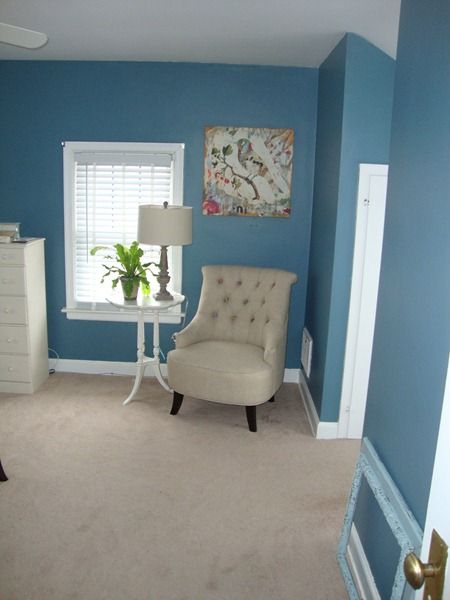 refuge by sherwin williams.... I can't figure out what colors I like most for my bedroom. They're all so pretty! Sw Refuge, Sherwin Williams Refuge, Blue Paint Living Room, Office Wall Colors, Favorite Paint Colors, Favorite Paint, Blue Living Room, Blue Rooms, Apartment Inspiration