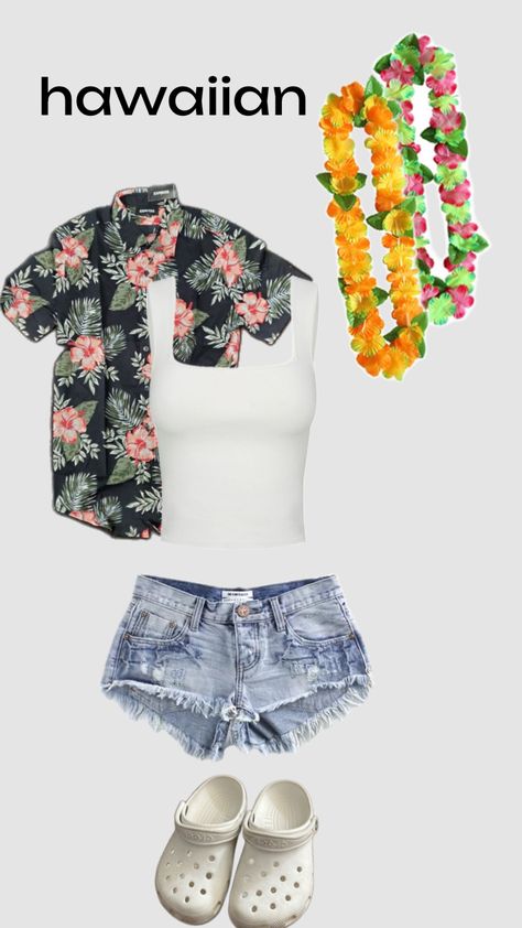 fnl - hawaiian night Hawaiian Outfits, Tropical Outfit, Hawaiian Theme, Hawaiian Outfit, Themed Outfits, Outfits Ideas, Fitness Inspo, Cute Outfits