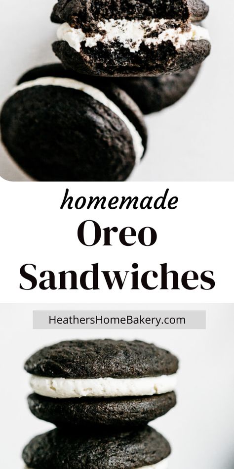 Oreo Sandwich Cookies, Oreo Cookie Sandwich, Oreo Cookie Recipes Homemade, Oreo Sandwich, Homemade Oreo Cookies, Cookie Sandwich Recipes, Triple Chocolate Cookies, Cookie Sandwich, Dairy Free Cookies