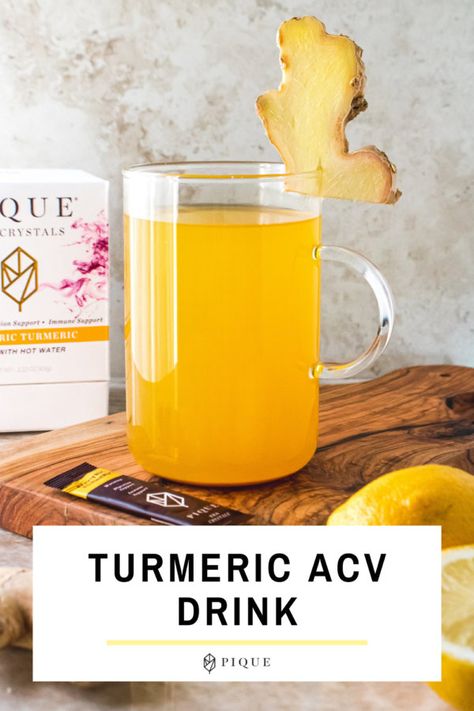 Revitalizing Turmeric ACV Drink Recipe | Pique Blog Acv Drink, Pique Tea, Golden Milk Latte, Brown Spots Removal, Turmeric Tea, Healthy Joints, Drink Recipe, Photographing Food, Healthy Nutrition