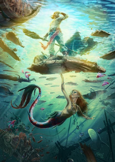 Creature Marine, Creature Fantasy, Mermaid Artwork, Fantasy Mermaids, Mermaid Fairy, Mermaid Tale, A Dolphin, Mermaid Dreams, Mermaids And Mermen