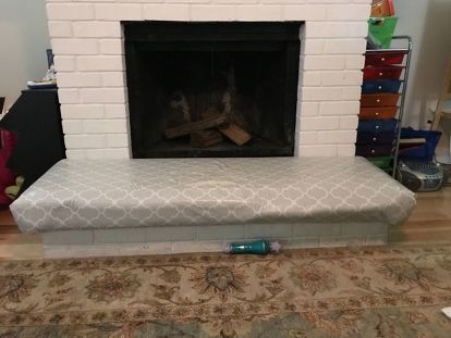 Fireplace Cushion, Make A Fireplace, Crate Bench, Garden Bench Diy, Built In Banquette, Mother Daughter Projects, Building A Kitchen, Stock Cabinets, Iron Bench