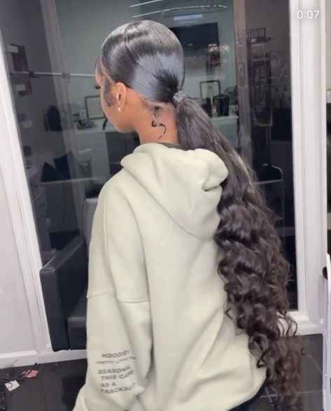 Cute Ponytails For Black Women Weave, Slick Down Ponytail Weave, Wavy Slick Back Ponytail, Middle Part Slick Back Ponytail Weave Curly, Long Slick Ponytail Weave, Prom Hairstyles For Black Women Ponytail, Middle Part Ponytail Weave Curly, Long Slick Back Ponytail, Straight Back Ponytail