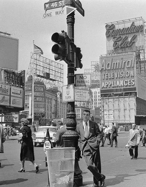 Times Square, NYC 1956 Times Square New York City, Nyc History, Nyc Times Square, New York Vintage, Nyc Street, New York Photos, Studio 54, Outdoor Advertising, Vintage New York