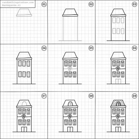 How to draw a house. Random Things To Draw, Drawing Things, Draw Animals, Building Drawing, Doodles Drawings, Architecture Ideas, Things To Draw, Easy Doodle Art, Bullet Journal Art