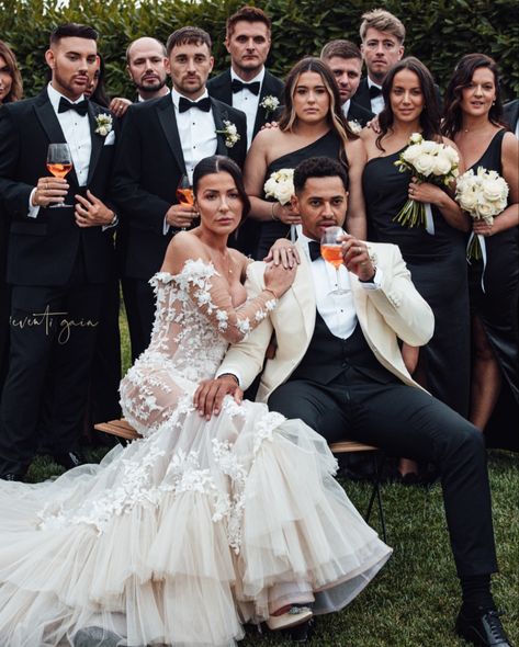 A stylish wedding party, a powerful squad of groomsmen in classic black tuxedos and bridesmaids in sleek black dresses. Luxury, poise, and a sense of timeless class. This is Claire & Sebastian’s wedding 🖤 An Unbelievable crew for unforgettable day. 🔥💍 Shoutout to the incredible photographer @mattmorganphotographer for capturing this fire 🔥 moment and turning it into timeless art! #SquadOnFire #WeddingDreams #LevelUp Black Tuxedos, Party Poses, Wedding Party Poses, Black Pictures, Dresses Luxury, Black Picture, Black Tuxedo, Timeless Art, Tuxedos