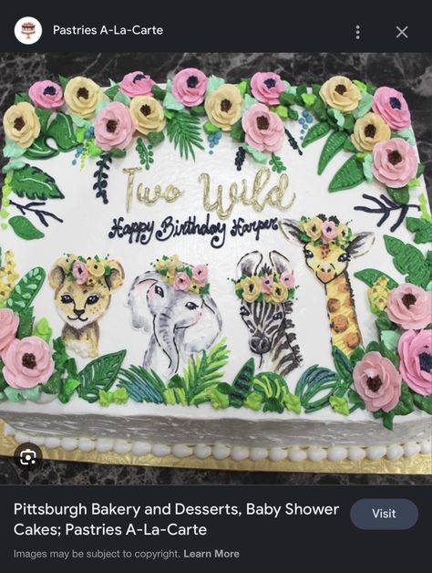 Zoo Animal Sheet Cake, Wild 2 Birthday Cake, Two Wild Sheet Cake, 2 Wild Birthday Party Girl Cake, Two Wild Birthday Cake Ideas, Wild One Sheet Cake, Wild And Three Birthday Girl Cake, Born Two Be Wild Birthday Girl Cake, Born Two Be Wild Cake