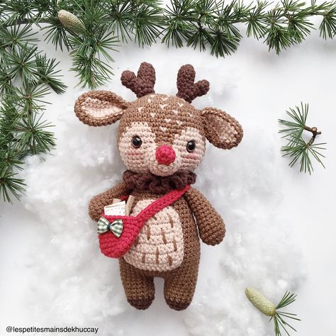 Reindeer crochet Christmas Crochet Pattern, Christmas Crochet Patterns, Crochet Toys Patterns, Knitted Toys, Crochet Patterns Amigurumi, Crochet Dolls, Amigurumi Doll, Christmas Reindeer, Christmas Pattern