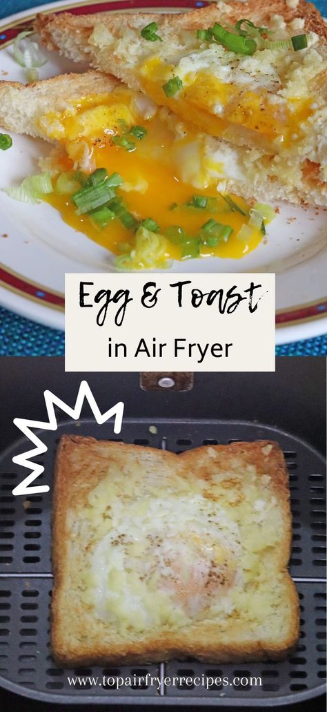 Egg and Toast in Air Fryer Toast In Air Fryer, Air Fryer Recipes Eggs, Airfryer Breakfast, Egg And Toast, Air Fryer Recipes Breakfast, Air Fryer Recipes Snacks, Cooks Air Fryer, Easy Breakfast Recipe, Air Fried Food