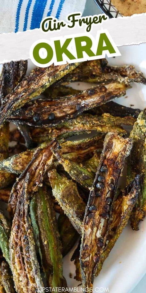 Craving a healthier snack? Our Air Fryer Okra recipe is the perfect answer! Ready in minutes, this crispy and delicious dish is sure to become your new favorite. Learn how to make the most of your air fryer with this simple and tasty recipe! What To Do With Okra From Garden, Cooking Fresh Okra, How To Cook Okra In The Oven, Baked Okra Recipes Healthy, How To Cook Fresh Okra From The Garden, Crispy Okra In Oven, Crispy Baked Okra, How To Cook Okra In Air Fryer, Oven Roasted Okra Recipes