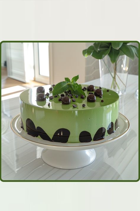 Mint Chocolate Delight: A Vision of Birthday Cake Aesthetic Green Bday Cake Aesthetic, White Chocolate Mint Cake, Chocolate And Mint Cake, Dark Chocolate Mint Cake, Andes Mint Chocolate Cake, Mint Chocolate Cake, Chocolate Delight, Mint Leaves, Mint Chocolate