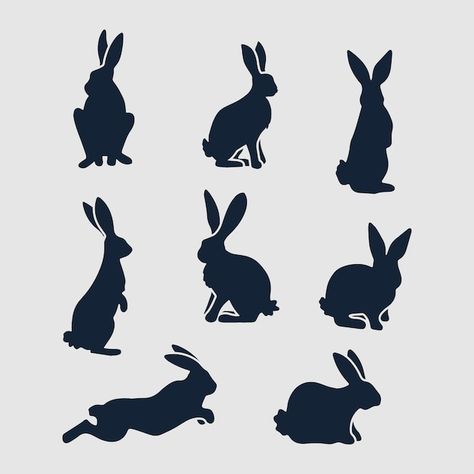 Free vector hand drawn animals silhouett... | Free Vector #Freepik #freevector #rabbit-silhouette #animal-outline #outline #minimal-illustration Black Rabbit Illustration, Rabbit Illustration Design, Rabbit Outline, Illustration Rabbit, Rabbit Icon, Drawn Animals, Illustration Outline, Earring Shapes, Silhouette Outline