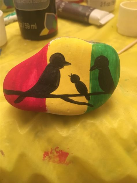 #Three #little #birds #Bob #Marley #painted #rock Bob Marley Drawing Easy, Bob Marley Painting Easy, Rasta Party, Jamaican Clothing, Bob Marley Painting, Bob Marley Art, Mandala Rock Art, Rock Painting Ideas Easy, Mandala Rocks