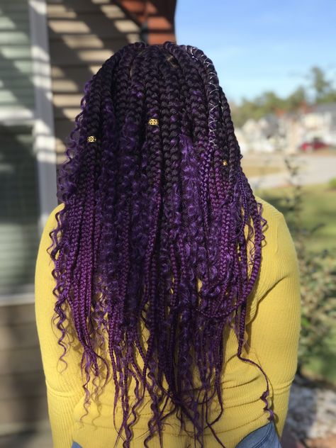 Purple Goddess Braids, Braids Purple, Purple Box Braids, Goddess Twist, Braid Inspiration, Colored Braids, Bohemian Braids, Afro Style, Braided Hairstyle