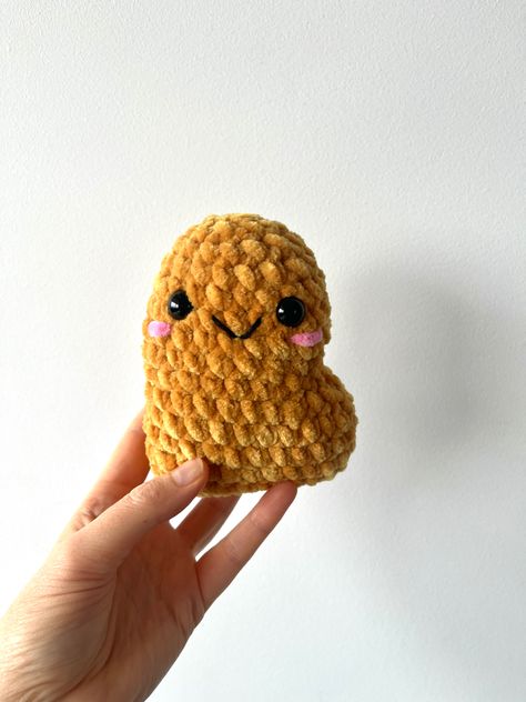 Crochet Blush Cheeks, Chicken Nugget Amigurumi Free Pattern, Crochet Nugget Pattern, Crochet Chicken Nuggets Free Pattern, Crochet Chicken Nugget Pattern Free, Chicken Nugget Crochet Pattern, Crochet Nugget, Crochet Chicken Nuggets, Nugget Crochet