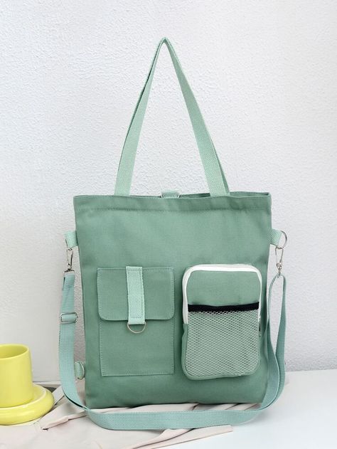 Minimalist Multi-compartment Tote Bag | SHEIN USA Korean Tote Bag, Diy Bag Designs, Back Bag, Fancy Bags, Handmade Ideas, Shoulder Tote Bag, Diy Bag, Shoulder Tote, Womens Tote