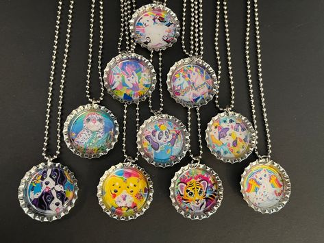 Lisa Frank inspired party favors / necklace / birthday party favors / Christmas Stocking Stuffers / Santa necklace / Gifthandmade Baby Party Bags, Lisa Frank Birthday Party, Baby Party Favors, Lisa Frank Inspired, Christmas Goodie Bags, Bottle Cap Necklace, Valentine Party, Halloween Party Favors, Party Bag Fillers