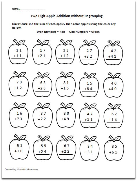 Apple Themed Addition with Regrouping and Without Worksheets - There are some pages in the set that work on even and odd numbers too. Apple Math Kindergarten, Apple Math Preschool, Counting Worksheets Preschool, Apple Math Worksheets, Math Worksheets Preschool, Addition With Regrouping Worksheets, Preschool Jobs, Addition With Regrouping, Apple Math