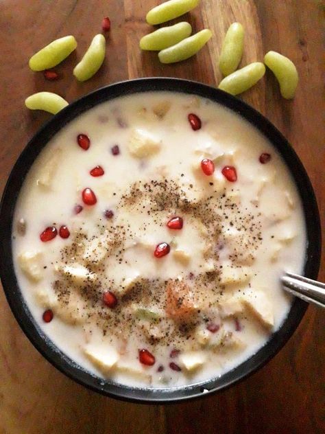 Sweet Raita | Fruits Raita | Fasting Recipe Falahari Recipes, Fruit Raita, Raita Recipe Indian, Konkani Recipes, Indian Salads, Veg Meals, Fasting Recipes, Best Cinnamon Rolls, Curd Recipe