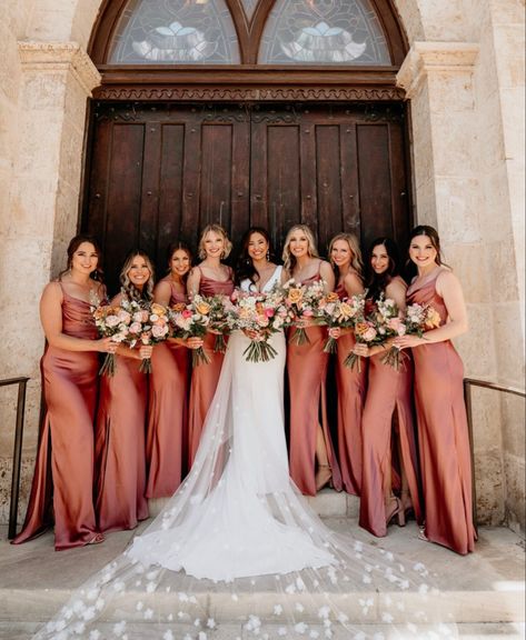 Rosey Sunset Bridesmaid Dresses, Bridesmaid Dresses Terra Cotta Pink, Terra Cotta Satin Bridesmaid Dresses, Rose Pink Dresses Bridesmaid, Lulu Bridesmaids Dresses, Rust Pink Bridesmaid Dress, Coral Orange Bridesmaid Dresses, Champagne Orange Bridesmaid Dresses, Dusty Rosebridesmaid Dress