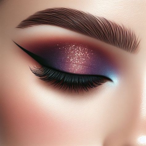 Feeling bold? Deep purple and warm brown eyeshadows create a dramatic, dimensional look. #purpleandbrown #eyeshadowpalette #makeupoftheday Brown Eyeshadow Looks, Eye Shadow Looks, Purple Eyeshadow Looks, Plum Eyeshadow, Copper Eyeshadow, Wide Set Eyes, Purple Smokey Eye, Purple And Brown, Purple Eye Makeup