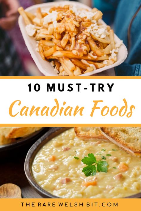 Travelling in Canada? Here are 10 traditional Canadian foods you simply MUST try, from poutine and pea meal bacon, to bagels and butter tarts. #canada #canadianfoods #foodtravel Canadian Dishes Dinners, Canada Food Recipes, Canadian Breakfast Recipes, Canadian Dinner Recipes, Canadian Party Food, Authentic Canadian Recipes, Canadian Recipes Traditional, French Canadian Recipes, Canadian Meals