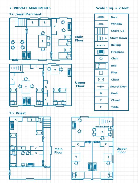 Mage of the Striped Tower: B2 - Keep on the Borderlands - #7a Jewel Merchant & #7b Priest Mage Tower Map, Wizards Tower Map, Keep On The Borderlands, D&d Town Map, D&d Sewer Map, Hex Map, Vertical Dungeon Map, Game Level Design, Village Map