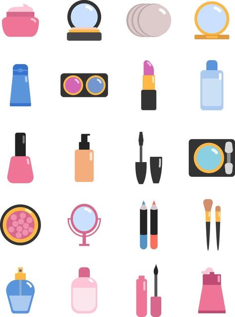 Female cosmetics, illustration, vector on a white background Cosmetics Illustration, Idea Generation, Infographic Poster, Background Background, Background White, Makeup Base, Beauty Store, Illustration Vector, Vector Background