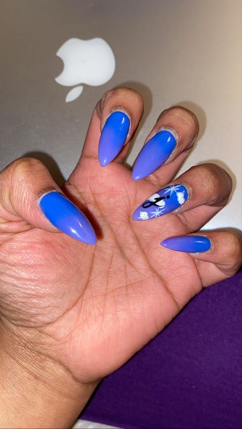 Nail Designs With The Letter J, Blue Nails With Letter, J On Nails Letter, Cursive J On Nails, Nails With The Letter J On Them, Black Stiletto Nails, Ombré Nails, Nail Designs Valentines, Letter J