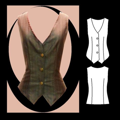 Sewing Pattern: Angelique Ladies Waistcoat | Etsy Scholar Fashion, Vest Patterns For Women Sewing, Ladies Waistcoat, Waistcoat Pattern, Vest Sewing Pattern, First Sewing Projects, Womens Waistcoat, Waistcoat Woman, Diy Clothing