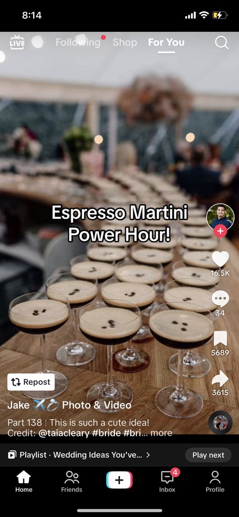 Espresso Martini Wedding, J Low, Power Hour, Espresso Martini, Unique Wedding, Unique Weddings, Wedding Inspo, Martini, Espresso