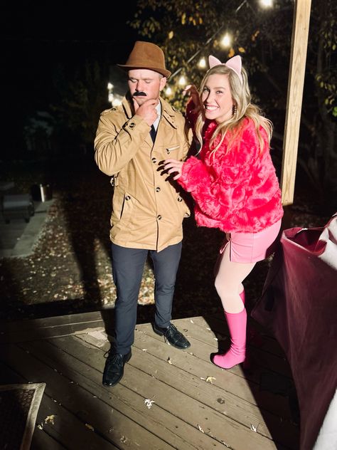 pink panther and inspector Clouseau Pink Panther Detective Costume, Pink Panther Couple Costume, Pink Panther Costume, Inspector Clouseau, Detective Costume, Panther Costume, Rose Costume, Pink Panther, Halloween 2024