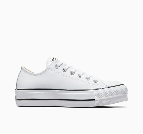 Chuck Taylor All Star Lift Platform Leather White/Black/White 90s Girl Bands, Platform Chucks, Custom Chuck Taylors, Womens High Top Shoes, Chuck Taylor All Star Lift, Converse Shop, Converse Low Tops, All Stars Converse, Casual Trainers