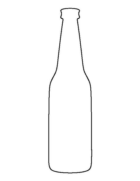 Beer bottle pattern. Use the printable outline for crafts, creating stencils, scrapbooking, and more. Free PDF template to download and print at http://patternuniverse.com/download/beer-bottle-pattern/ Beer Bottle Svg Free, Brewery Decorations, Beer Bottle Template, Bottle Template, Printable Outline, Coloring Crafts, Beer Party, Diy Notebook, Scroll Saw Patterns